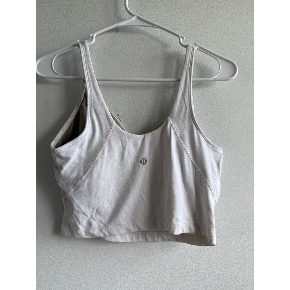 Lululemon Align Tank Top White Nulu Cropped Yoga Bra 8 LW1CRTS